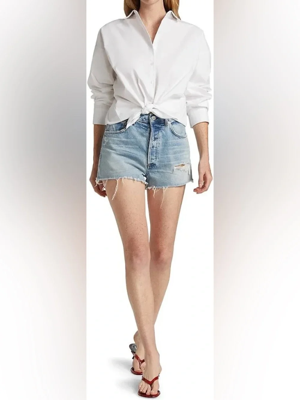Citizens of Humanity Kaia High-Rise Distressed Denim Shorts